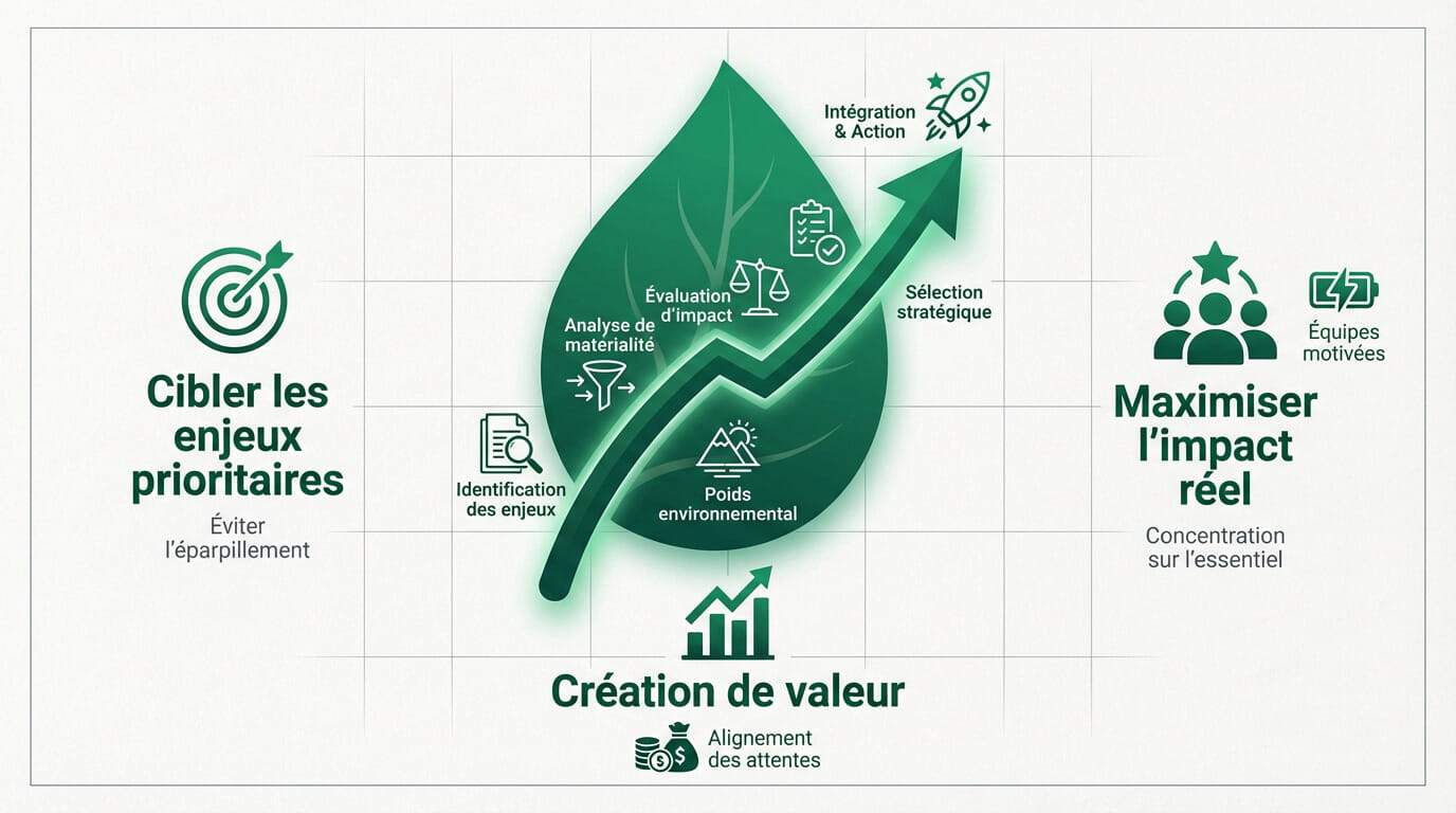 Schéma illustrant la transformation d'une feuille de route RSE en valeur stratégique pour l'entreprise
